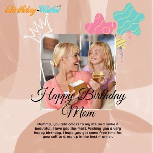 cute birthday wish for mom from daughter